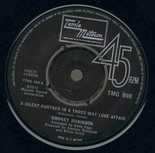 Smokey Robinson : A Silent Partner In A Three-Way Love Affair (7", Single)