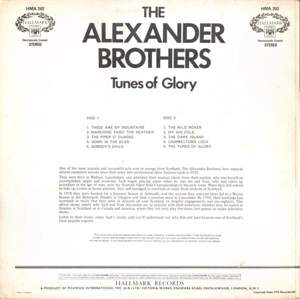 The Alexander Brothers : Tunes Of Glory (LP, Comp)
