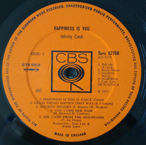 Johnny Cash : Happiness Is You (LP, Album)