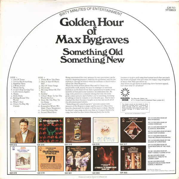 Max Bygraves : Golden Hour Of Max Bygraves (Something Old Something New) (LP, Comp)
