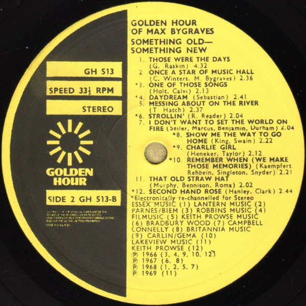 Max Bygraves : Golden Hour Of Max Bygraves (Something Old Something New) (LP, Comp)