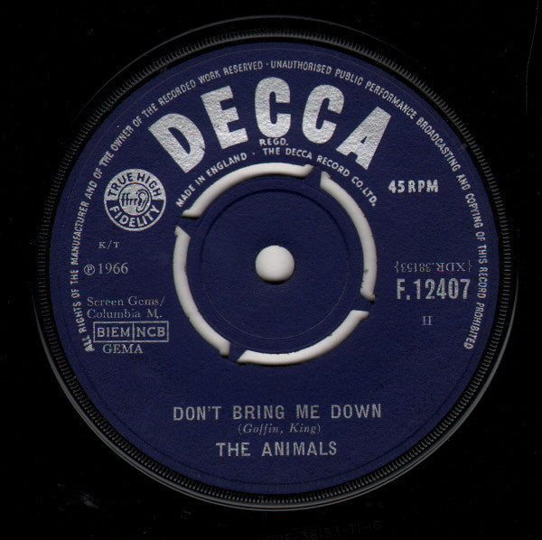 The Animals : Don't Bring Me Down (7", Single)