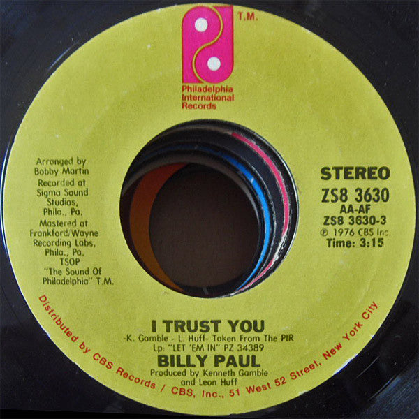 Billy Paul : I Trust You (7")