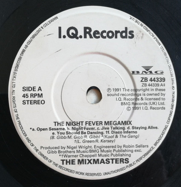 The UK Mixmasters : The Night Fever Megamix (7", Single, Pap)
