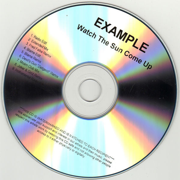 Example : Watch The Sun Come Up (CDr, Single, Promo)