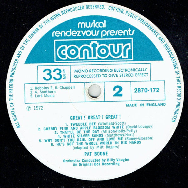 Pat Boone : Great! Great! Great! (LP, RM)