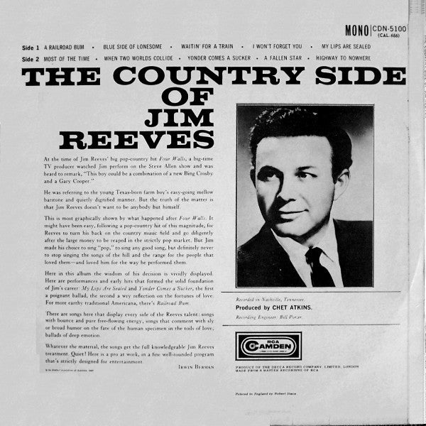 Jim Reeves : The Country Side Of Jim Reeves (LP, Album, Mono, RE)