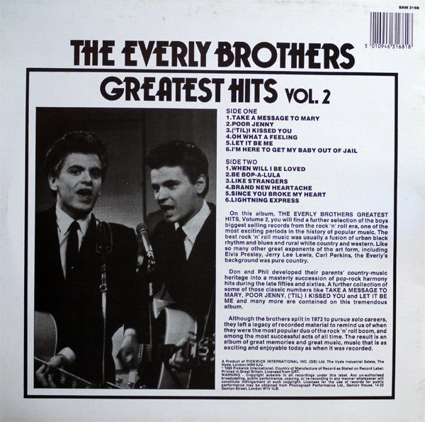 Everly Brothers : Greatest Hits Vol. 2 (LP, Comp)