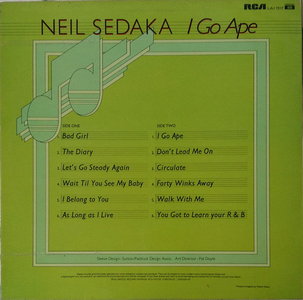 Neil Sedaka : I Go Ape (LP, Album, Comp)