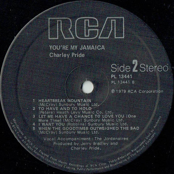 Charley Pride : You're My Jamaica (LP, Album)