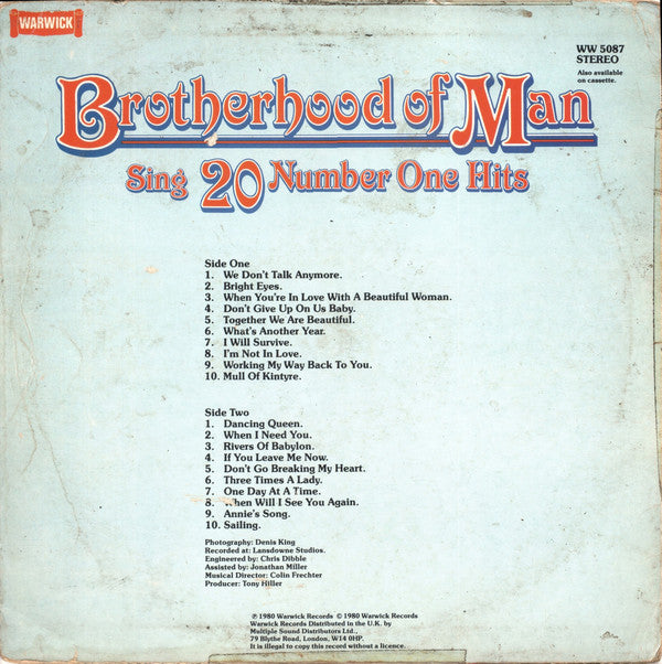 Brotherhood Of Man : Sing 20 Number One Hits (LP)