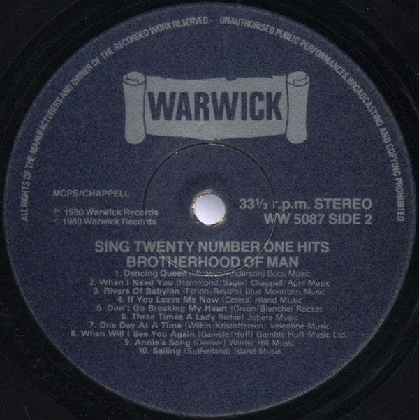 Brotherhood Of Man : Sing 20 Number One Hits (LP)