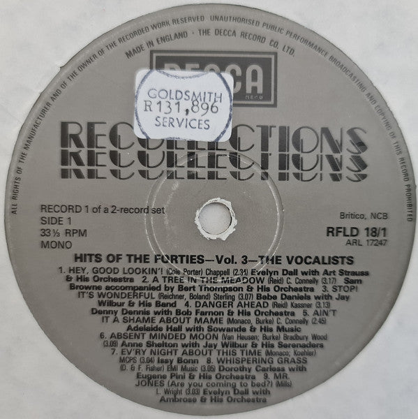 Various : Hits Of The Forties Volume 3 The Vocalists (2xLP, Comp, Mono)