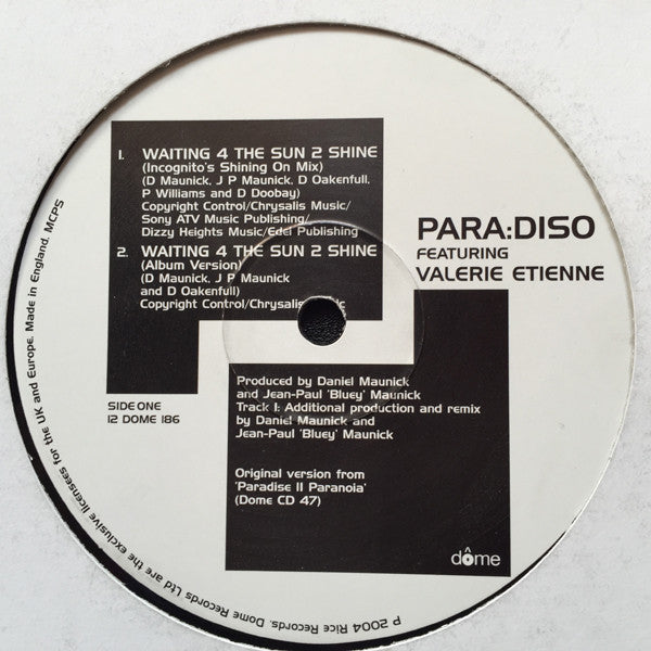 Para:Diso Featuring Valerie Etienne / Para:Diso Featuring Tommy Blaize : Waiting 4 The Sun 2 Shine / Let Yourself Go (12")