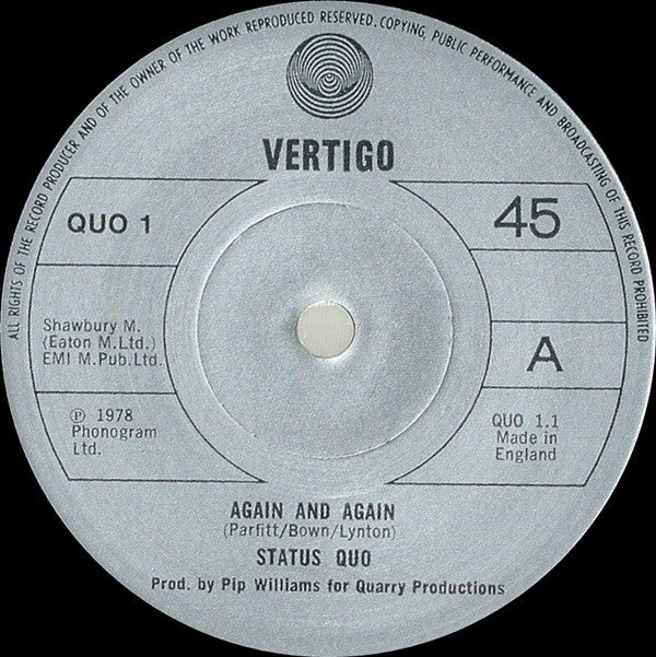 Status Quo : Again And Again (7", Single, Pap)