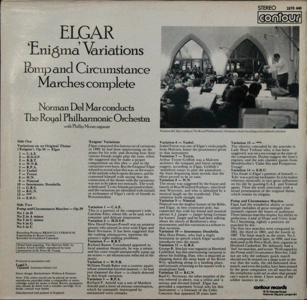 Sir Edward Elgar, Norman Del Mar Conducts The Royal Philharmonic Orchestra : 'Enigma' Variations / Pomp And Circumstance Marches Complete (LP)