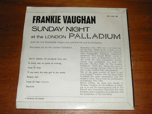 Frankie Vaughan : Sunday Night At The London Palladium (7")