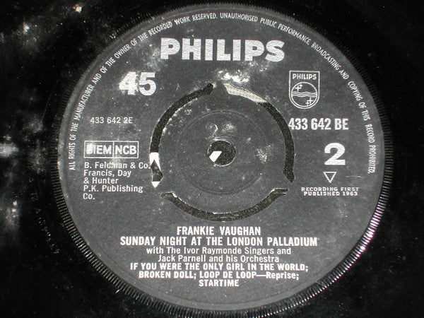 Frankie Vaughan : Sunday Night At The London Palladium (7")