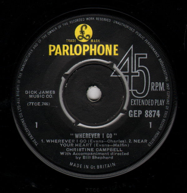 Christine Campbell : Wherever I Go (7", EP, Mono)
