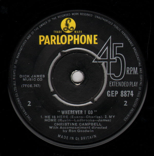 Christine Campbell : Wherever I Go (7", EP, Mono)