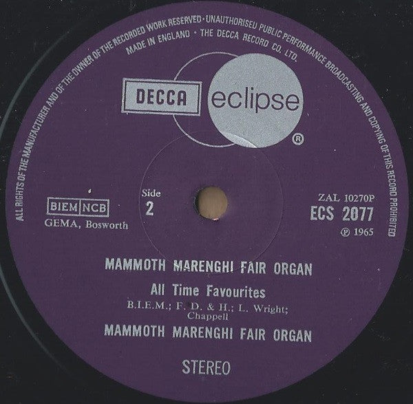 Mammoth Marenghi Fair Organ : All-Time Favourites (LP)