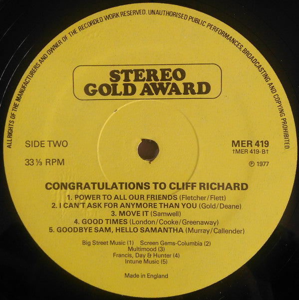 Tony Webb (3) : Congratulations To Cliff Richard (LP)