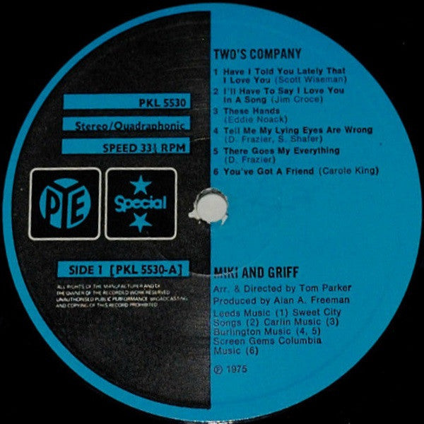 Miki & Griff : Two's Company (LP, Album, Quad)