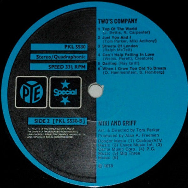 Miki & Griff : Two's Company (LP, Album, Quad)