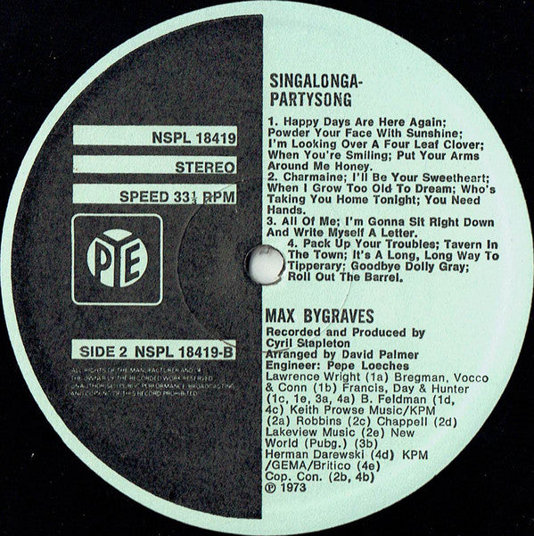 Max Bygraves : Singalongaparty Song (LP)
