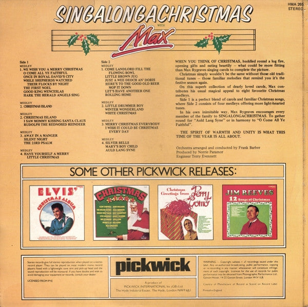 Max Bygraves : Singalongachristmas With Max (LP, Album, RE)
