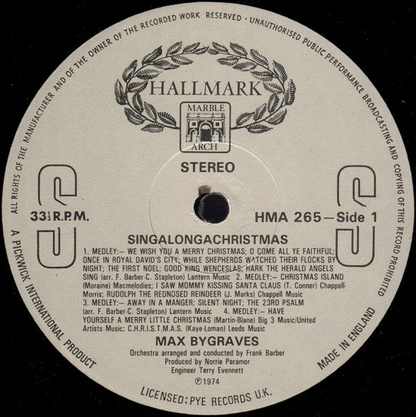 Max Bygraves : Singalongachristmas With Max (LP, Album, RE)