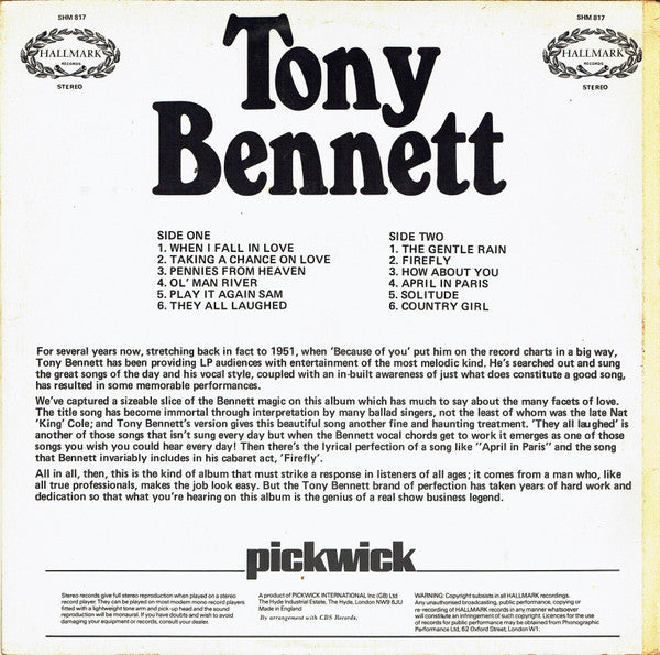 Tony Bennett : When I Fall In Love (LP, Album, Comp)