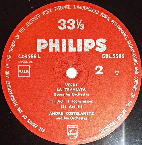 Verdi*, André Kostelanetz And His Orchestra : La Traviata (LP, Mono)