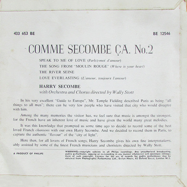 Harry Secombe : Comme Secombe Ça No. 2 (7", EP)