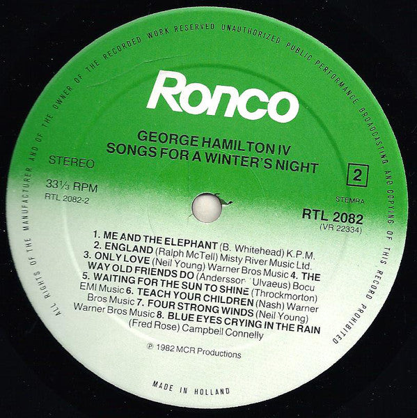 George Hamilton IV : Songs For A Winter's Night (LP, Album)