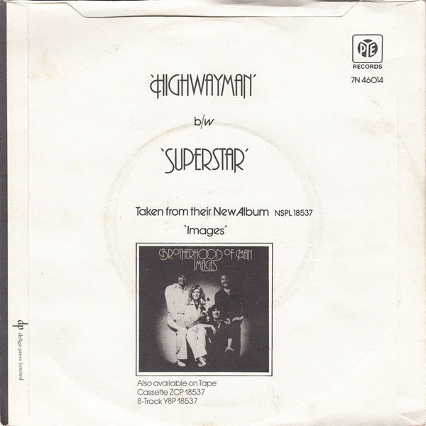 Brotherhood Of Man : Highwayman (7", Single, Sol)