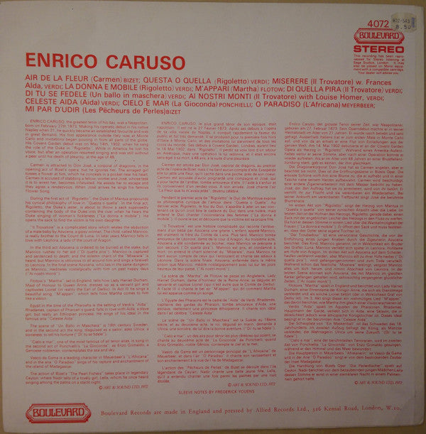 Enrico Caruso : A Centenary Memorial Album 1873-1973 (LP, Album, Comp)