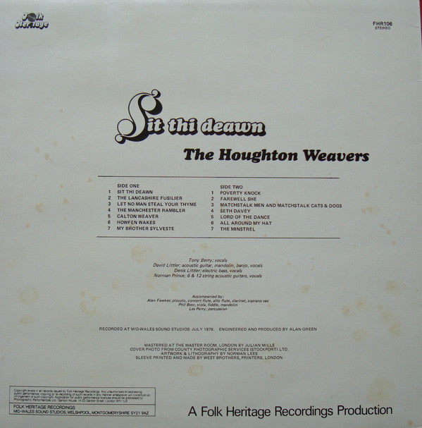 The Houghton Weavers : Sit Thi Deawn (LP, Blu)