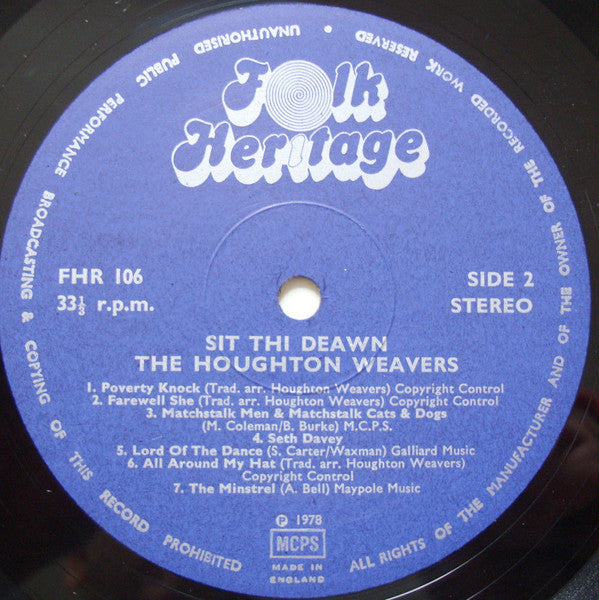 The Houghton Weavers : Sit Thi Deawn (LP, Blu)