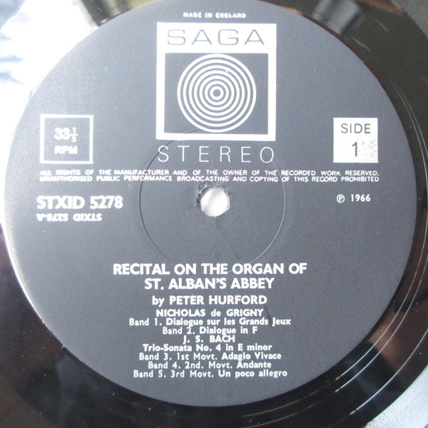 Peter Hurford : Recital On The Organ Of St. Alban's Abbey (LP)