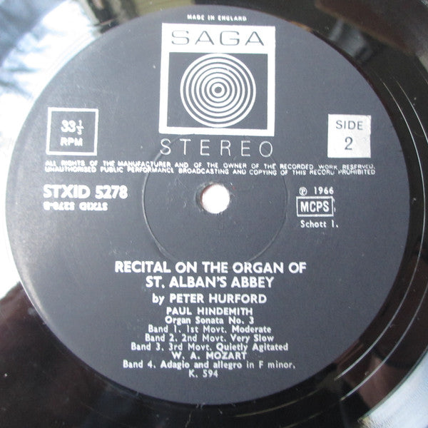 Peter Hurford : Recital On The Organ Of St. Alban's Abbey (LP)