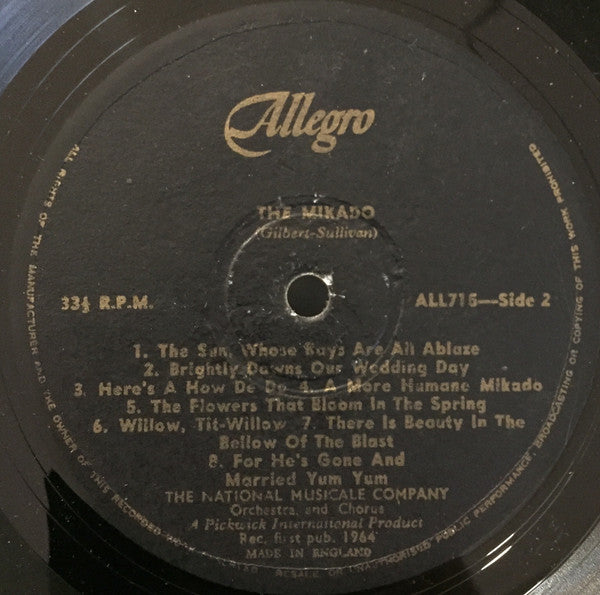 Gilbert & Sullivan, The National Musicale Company : The Mikado (LP)