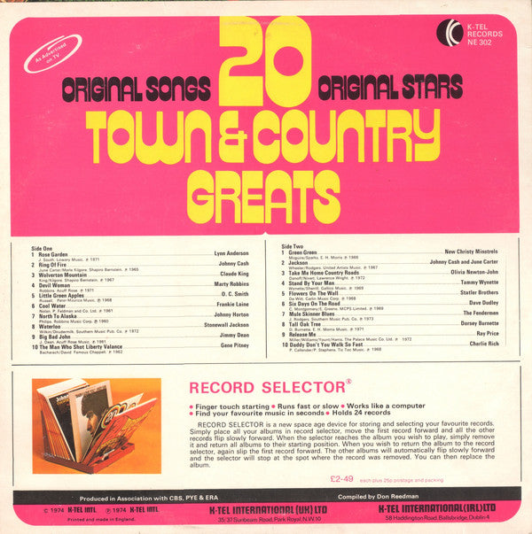 Various : 20 Town & Country Greats (LP, Comp, Ltd)