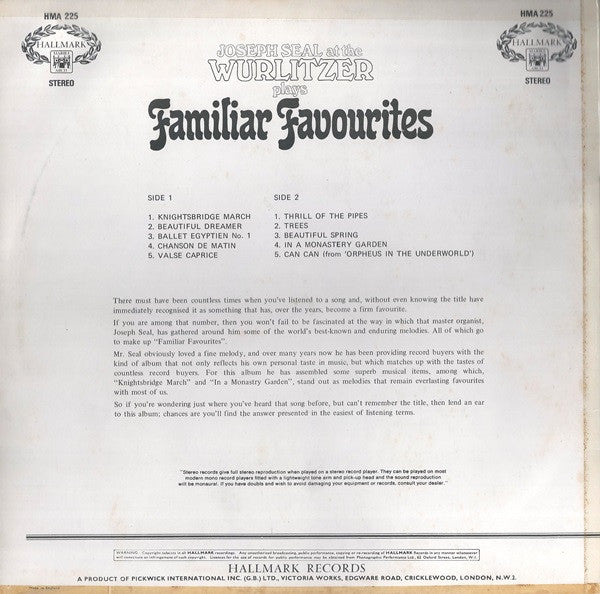 Joseph Seal : Familiar Favourites (LP)