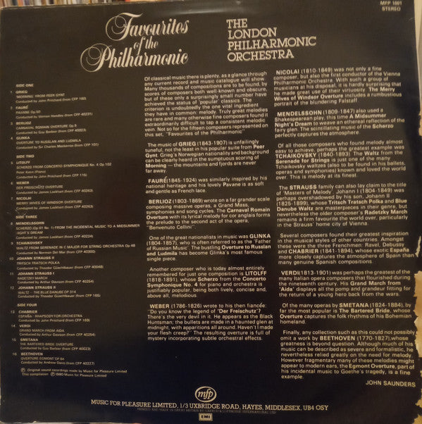 London Philharmonic Orchestra : Favourites Of The Philharmonic (2xLP, Comp)