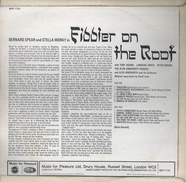Bernard Spear : Fiddler On The Roof (LP, Mono)