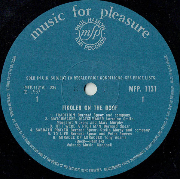 Bernard Spear : Fiddler On The Roof (LP, Mono)