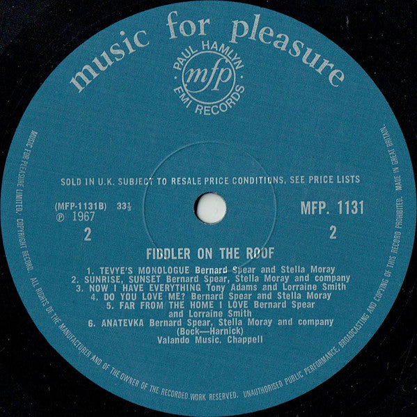 Bernard Spear : Fiddler On The Roof (LP, Mono)