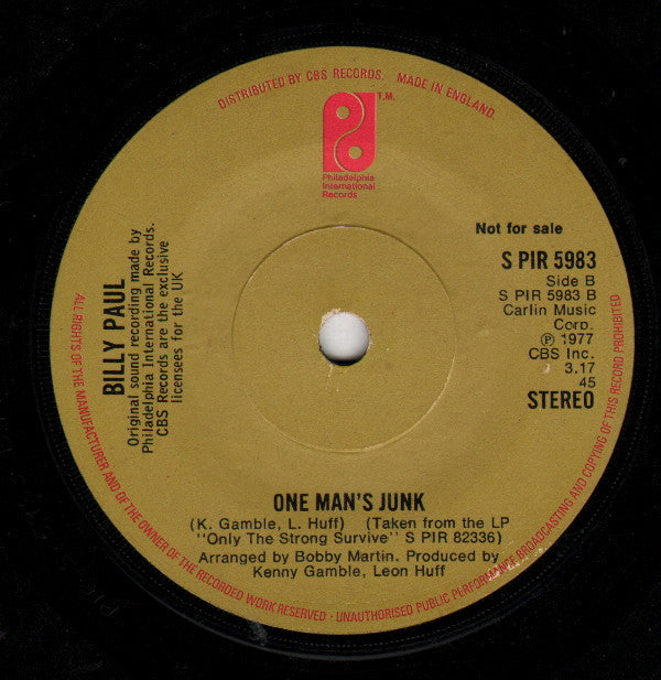 Billy Paul : Everybody's Breaking Up (7", Single, Promo)