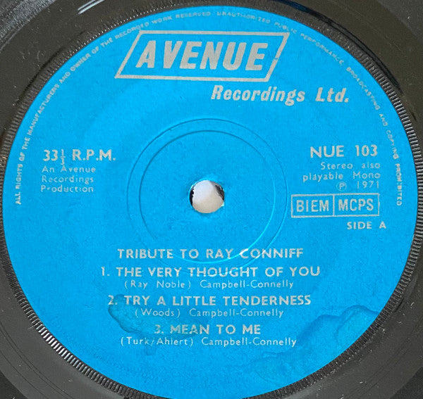 Unknown Artist : Tribute To Ray Conniff (7")